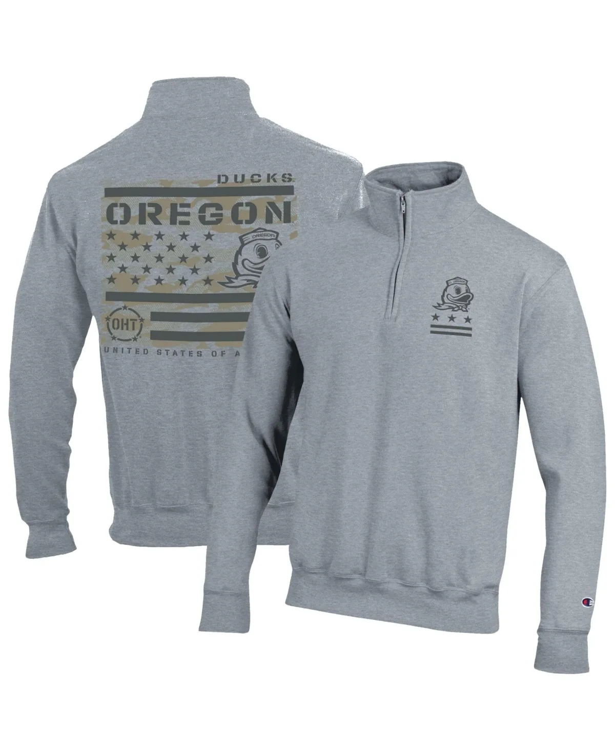 Oregon Ducks Operation Hat Trick Flag Powerblend Fleece Quarter-Zip Pullover by Champion