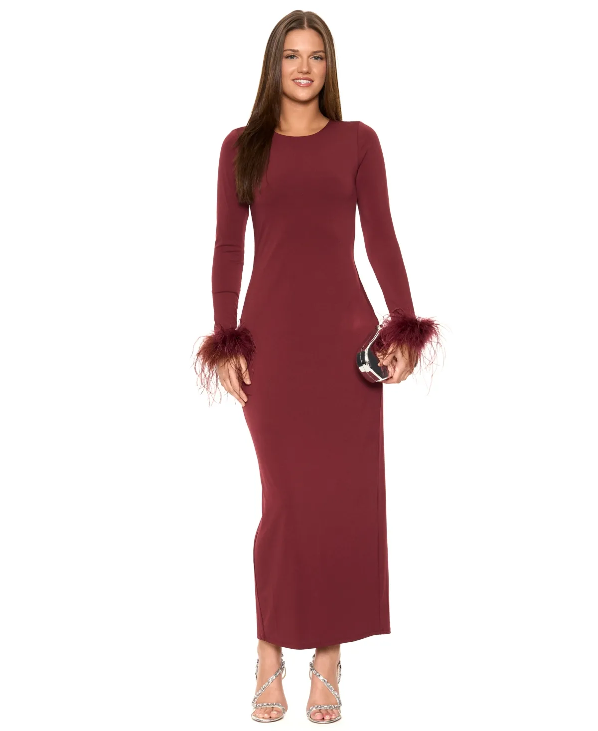 Rachel Rachel Roy Roberta Long-Sleeve Midi Dress with Feather-Trimmed Cuffs by Rachel Roy
