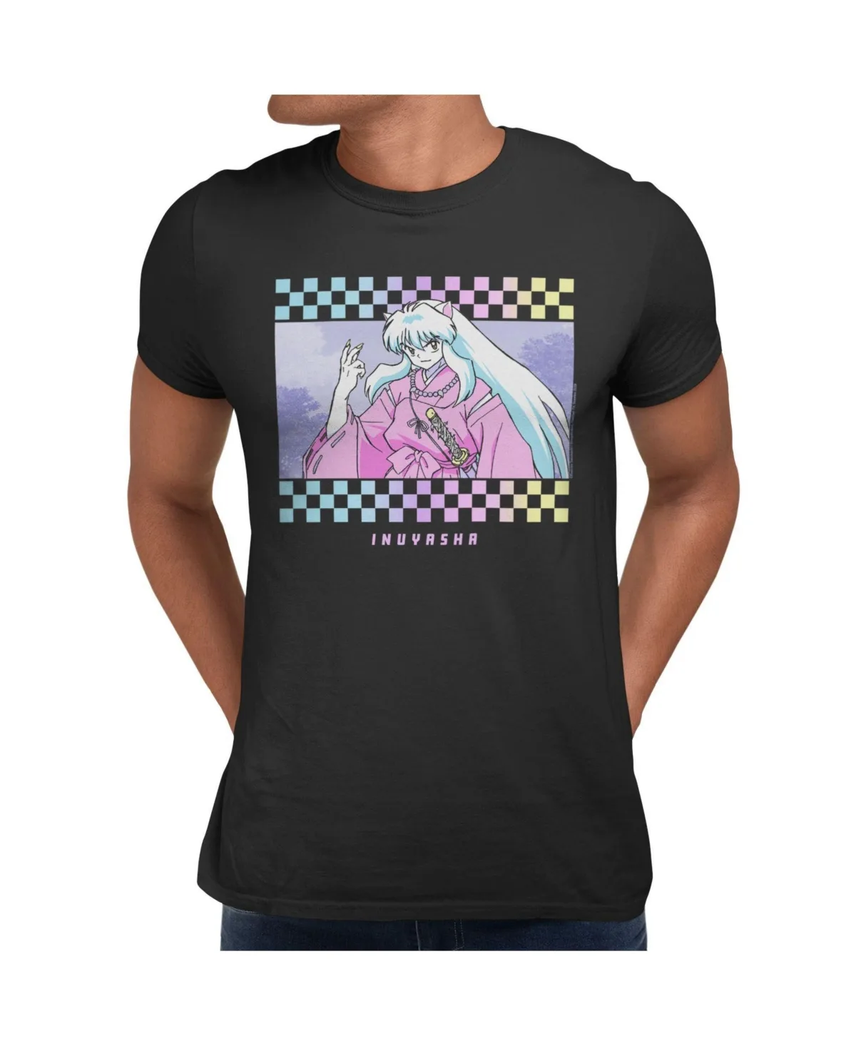Half-Demon Checkered Artwork Short Sleeve T-Shirt by Inuyasha