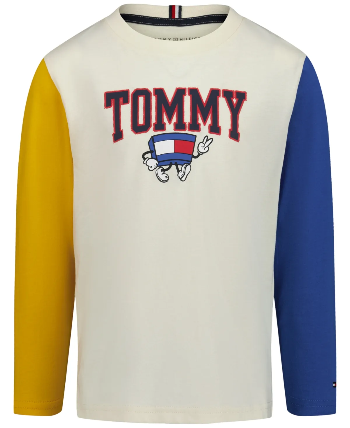 Tommy Mascot Long-Sleeve Crewneck Cotton-Blend Puff-Print Graphics T-Shirt by Tommy Hilfiger