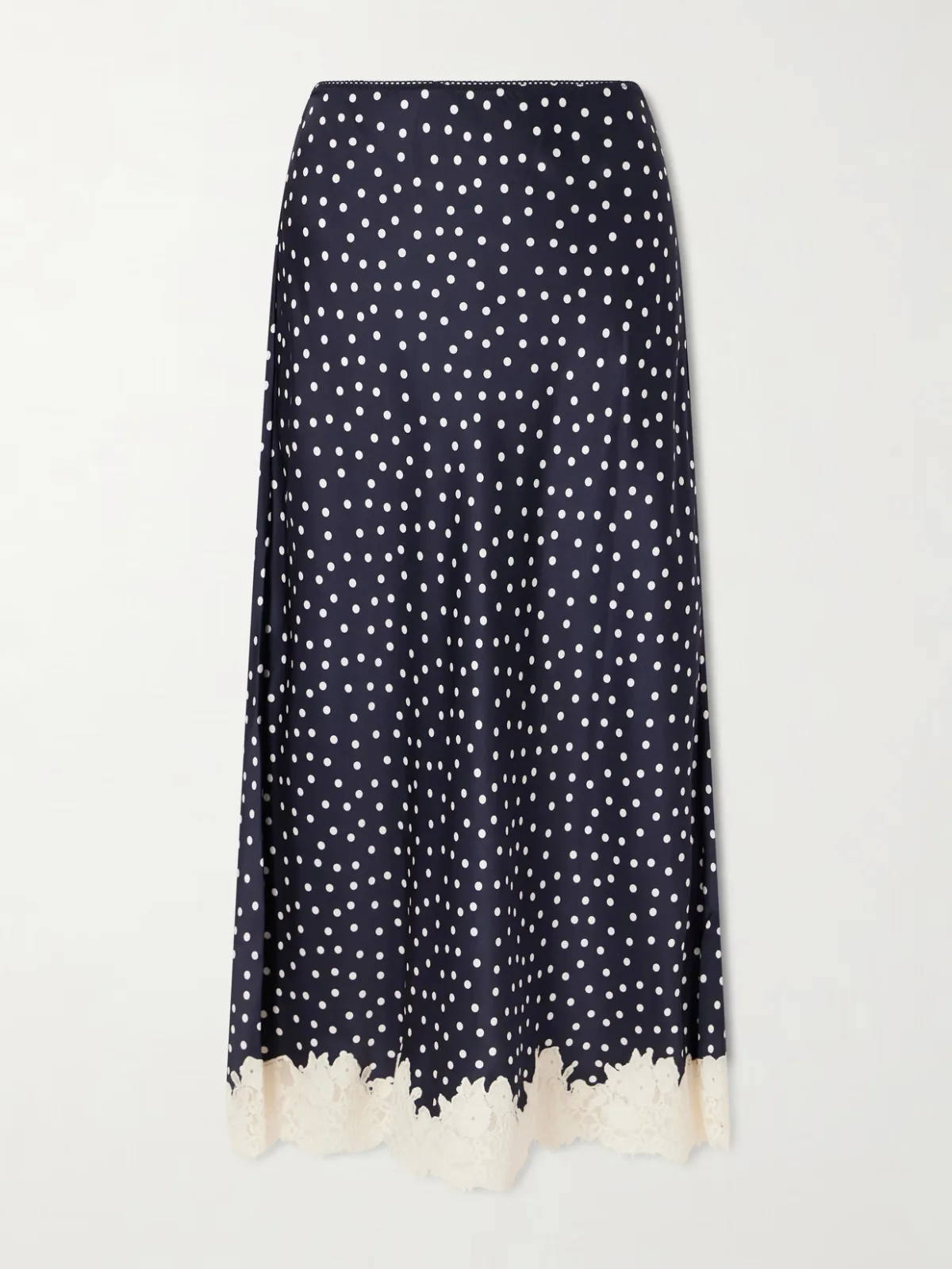 - Matilde Lace-trimmed Polka-dot Satin Midi Skirt -