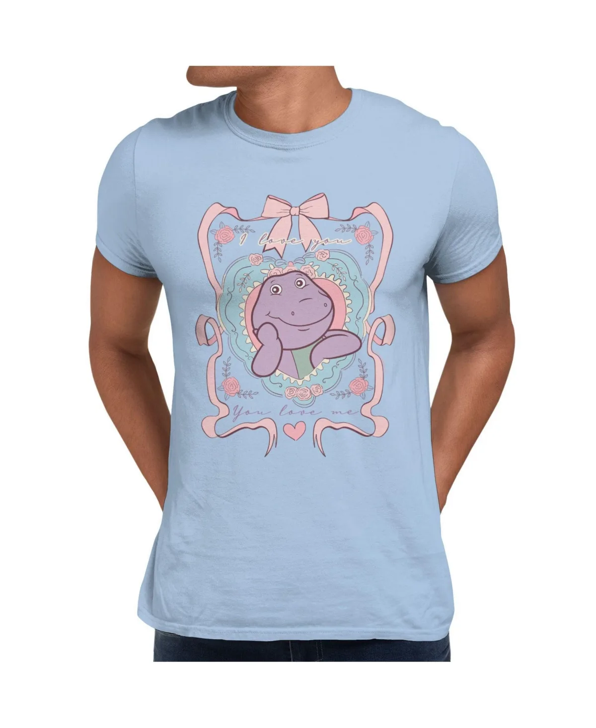 Heart-and-Roses Floral Frame Graphic Crewneck T-Shirt by Barney