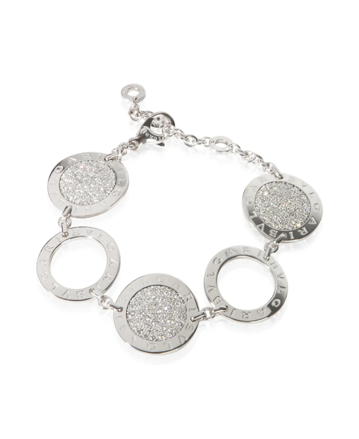 Pre-Owned Bvlgari White Gold Diamond Bvlgari Circle Station Bracelet by BVLGARI