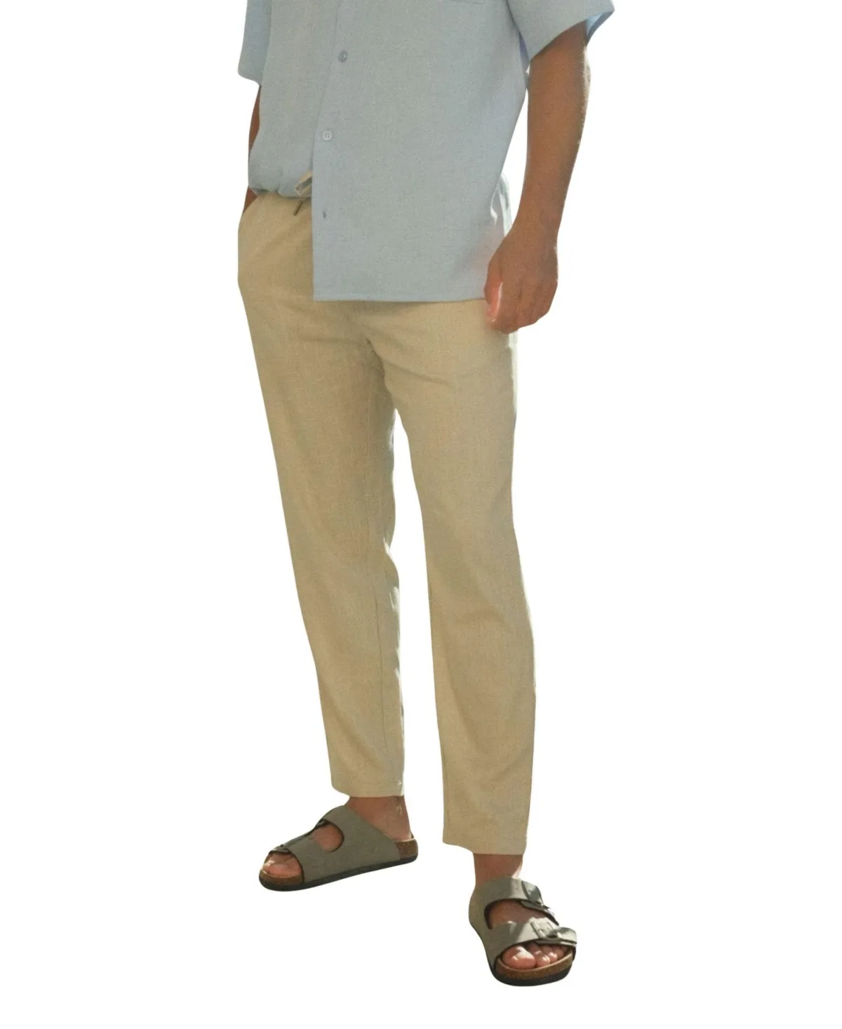 Slim Tapered Fit Cropped Leg Linen-Blend Pants by Walker & Hunt