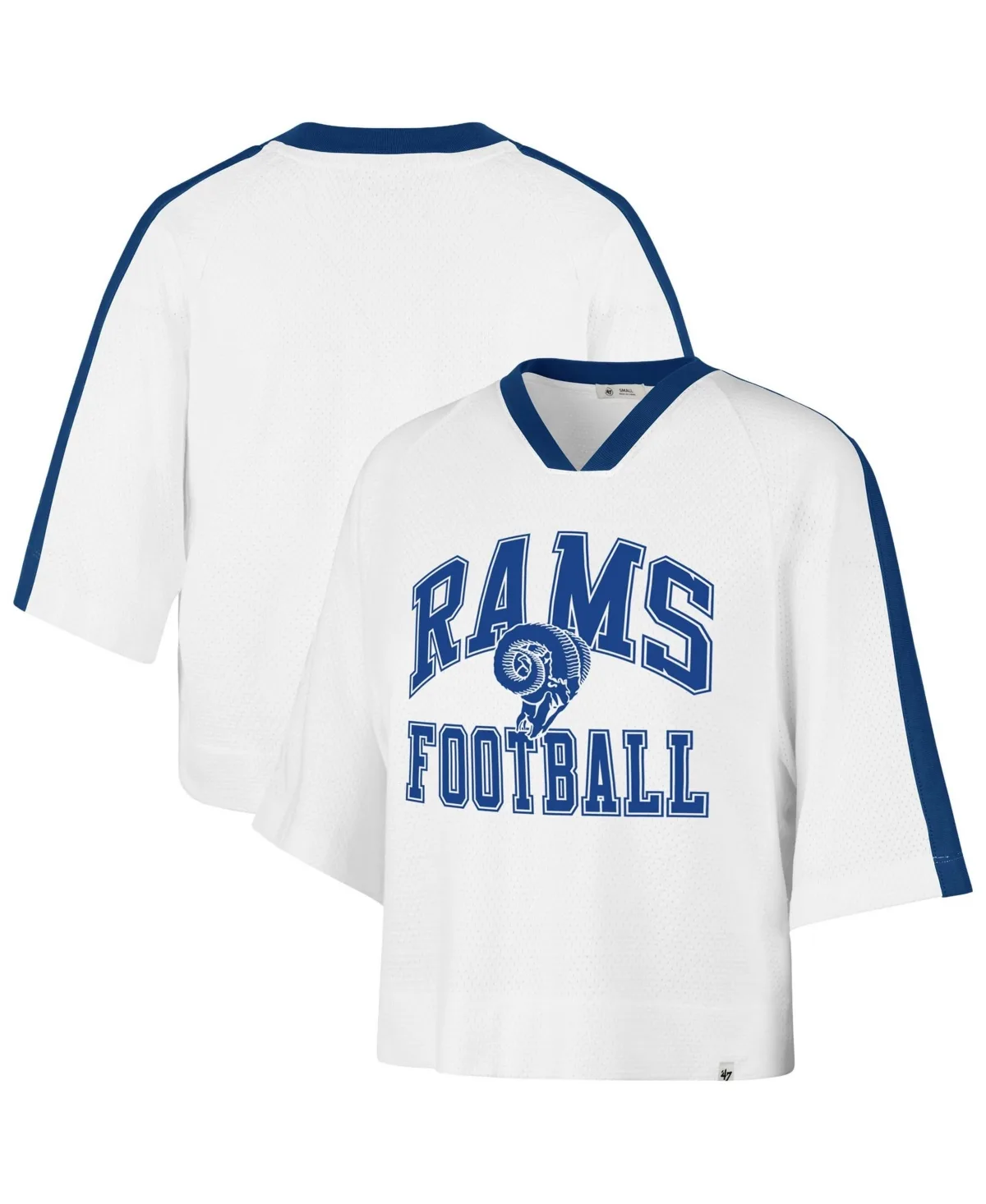 Los Angeles Rams Big Overarch Drop Needle Raglan V-Neck T-Shirt by 47 Brand