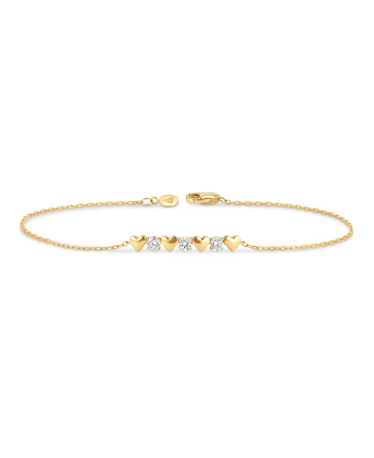 Cubic Zirconia Heart Cable Chain Bracelet in 14k Gold by Devata