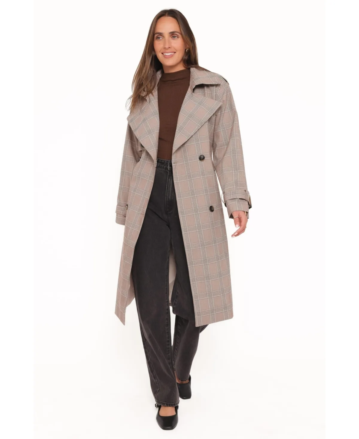Billy Double-Breasted Mid-Length Unlined Trench Coat by Petal and Pup