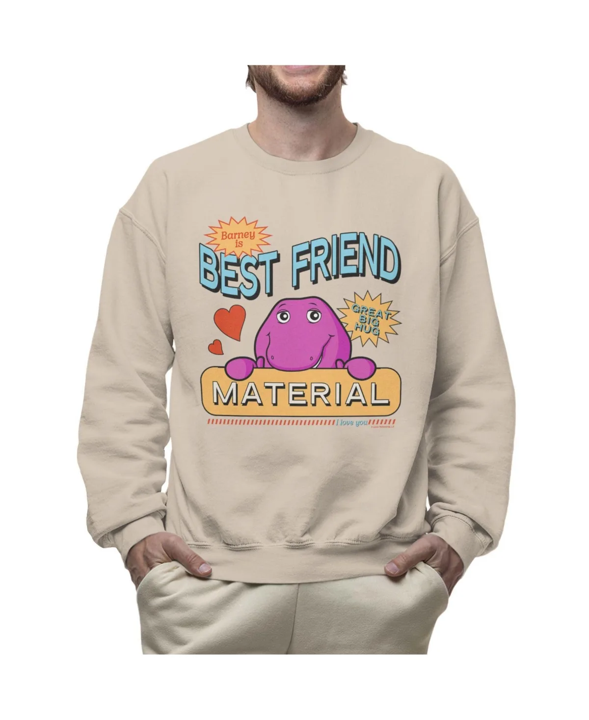 Best Friend Material Graphic Crewneck Long-Sleeve Sweatshirt by Barney