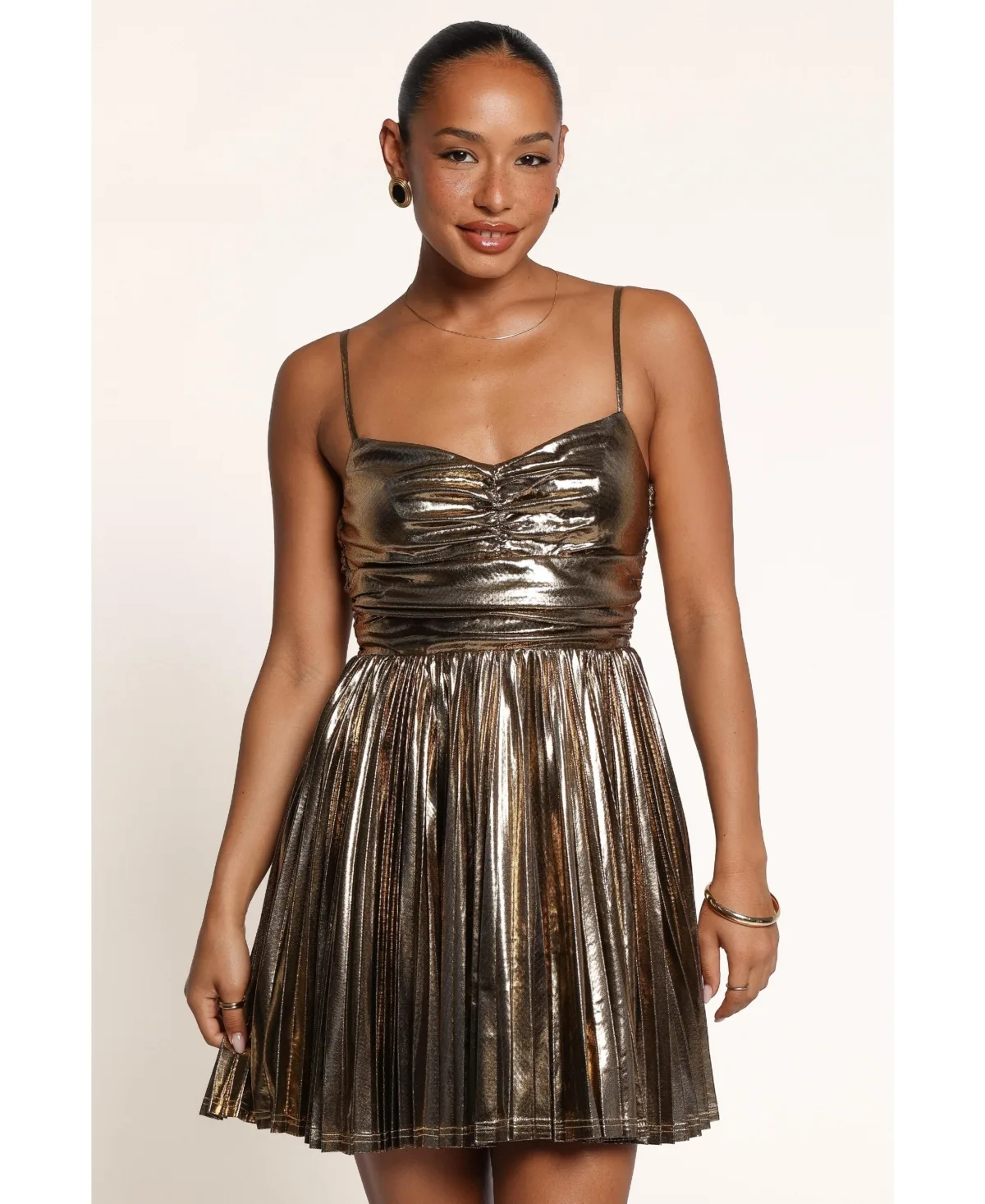 Reina Metallic Sweetheart Fit & Flare Mini Dress by Petal and Pup