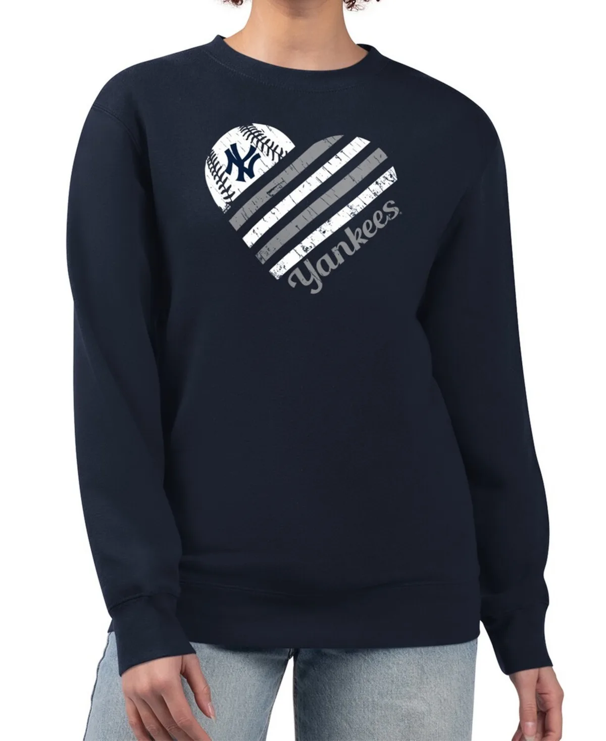 G-Iii 4Her by Carl Banks Navy New York Yankees Heart Logo Fleece Pullover Sweatshirt by G-III