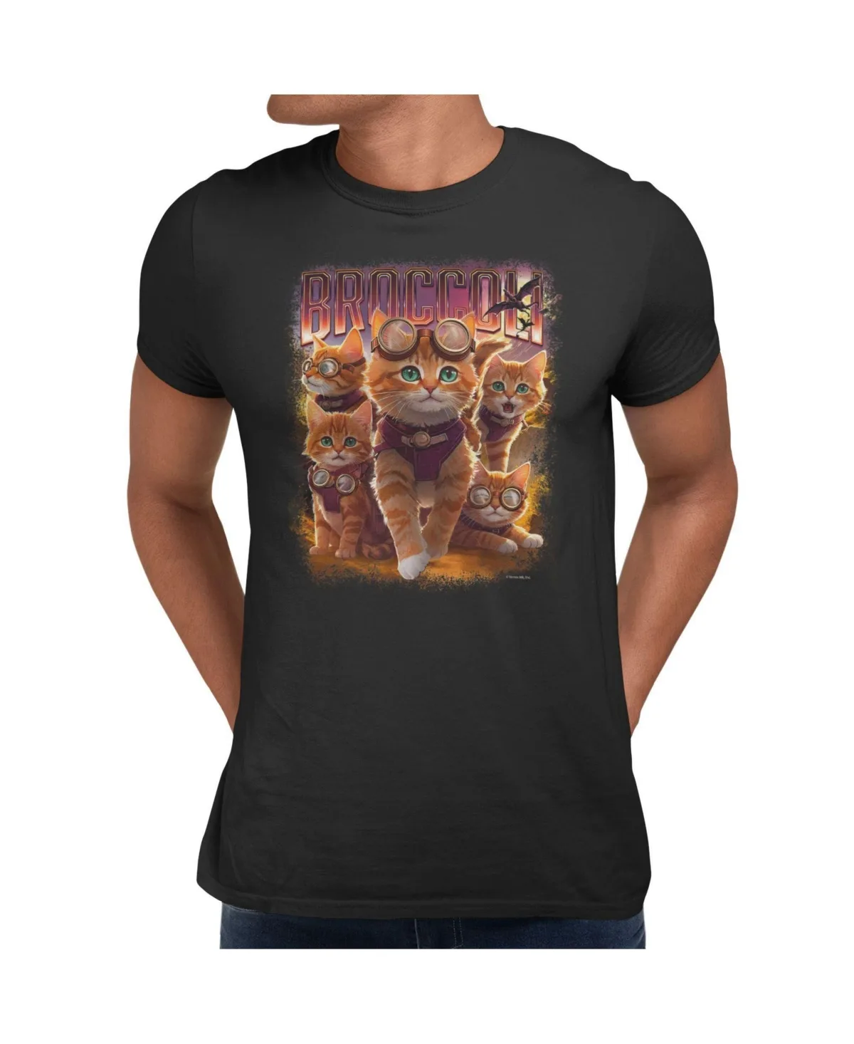 The Empyrean Broccoli Adventure Cat Graphic Crewneck T-Shirt by Fourth Wing