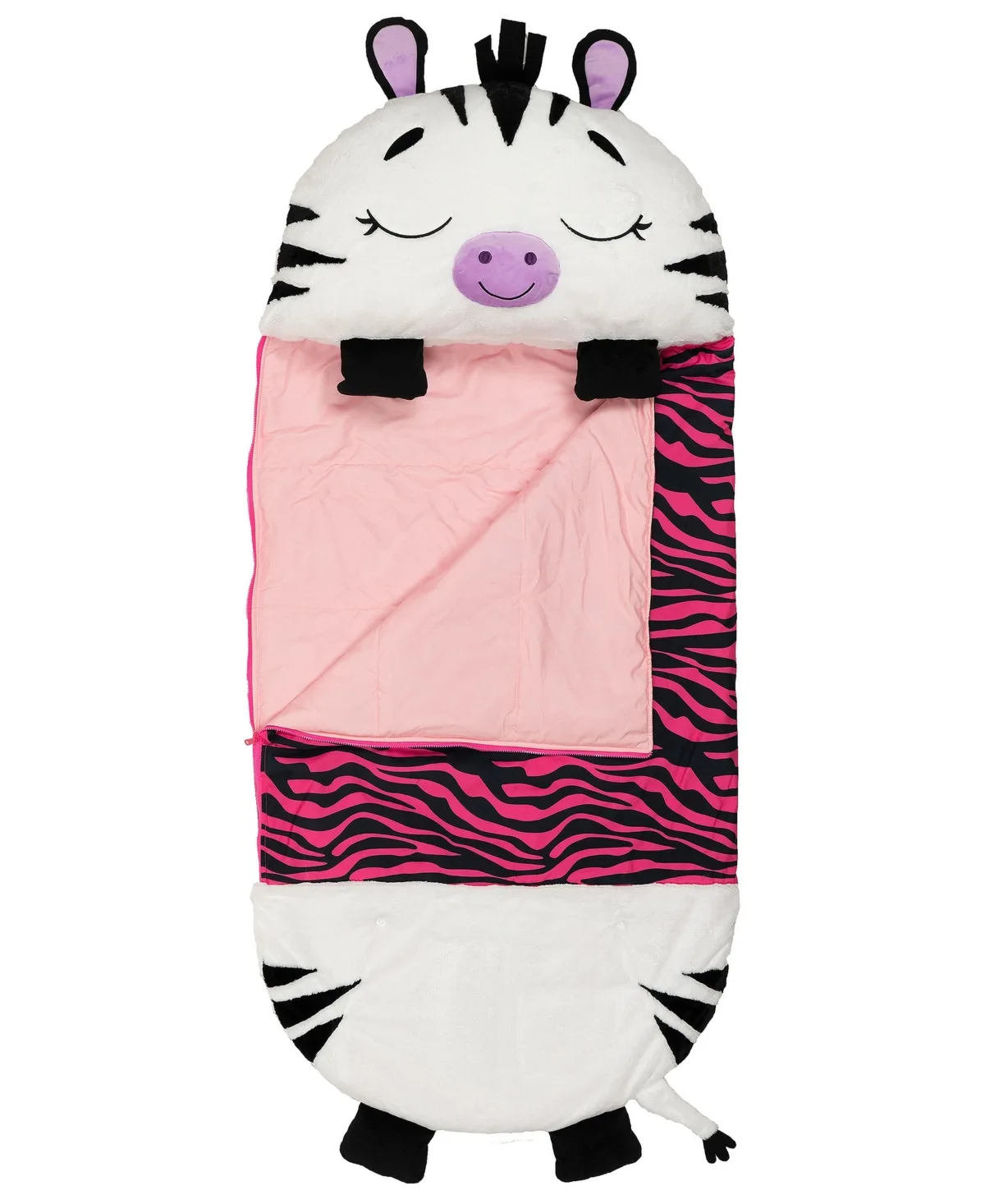 Zinnia Zebra Large 2-In-1 Pillow and Sleepy Sack Plush by Happy Nappers