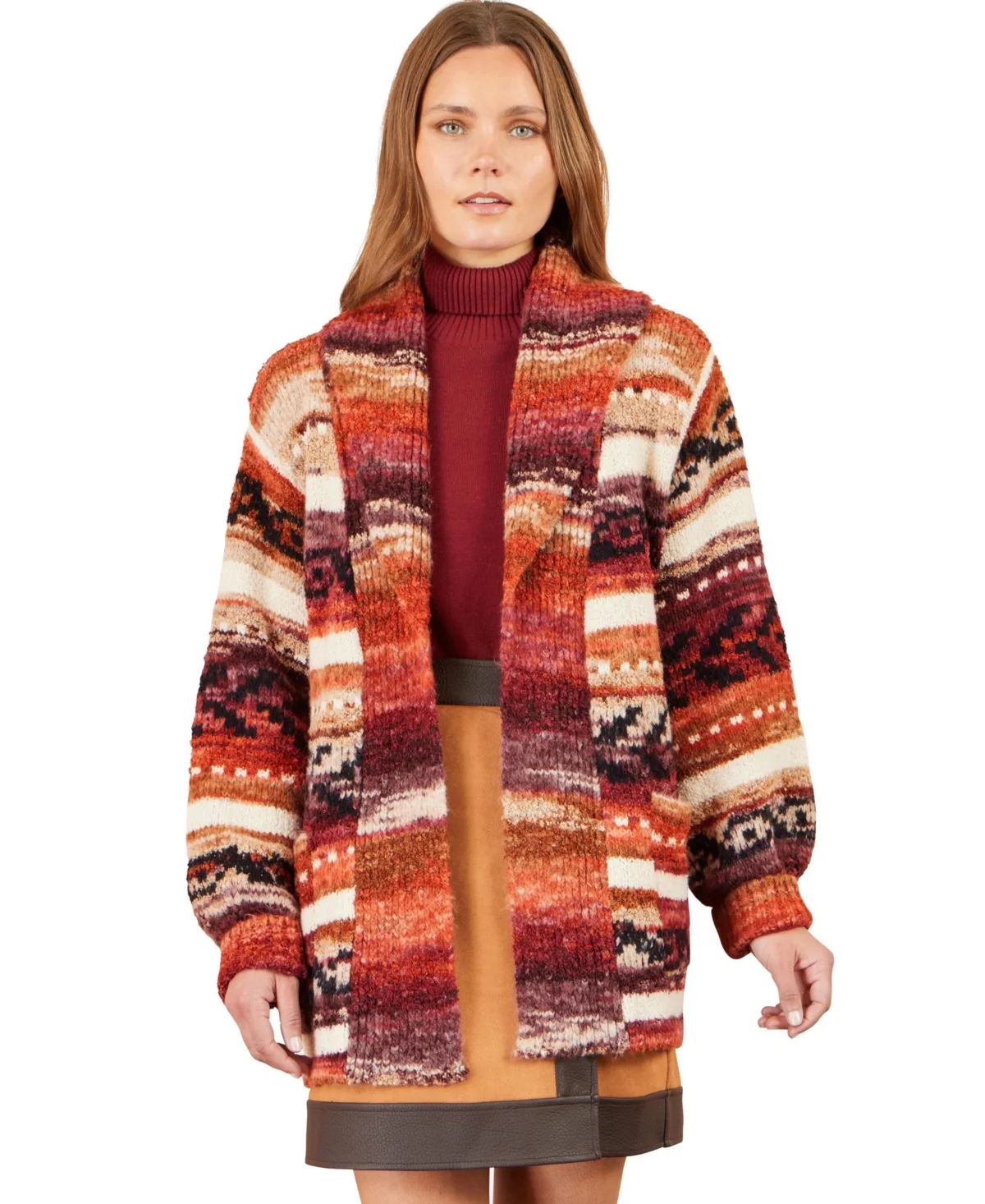 Fair Isle Stripe Wrap Cardigan by Yumi