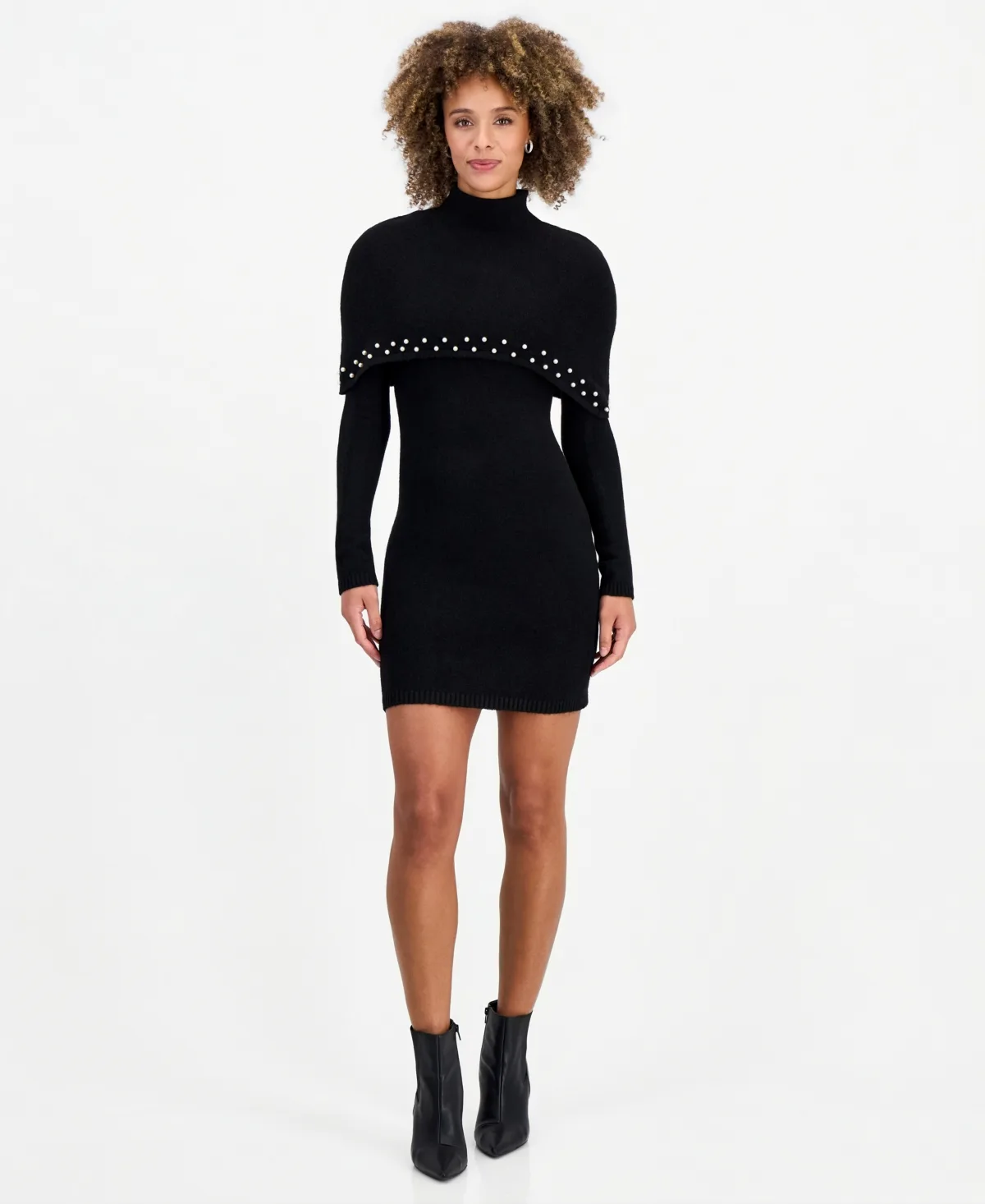 Long-Sleeve Mock-Neck Cape Sweater Dress by Invitee