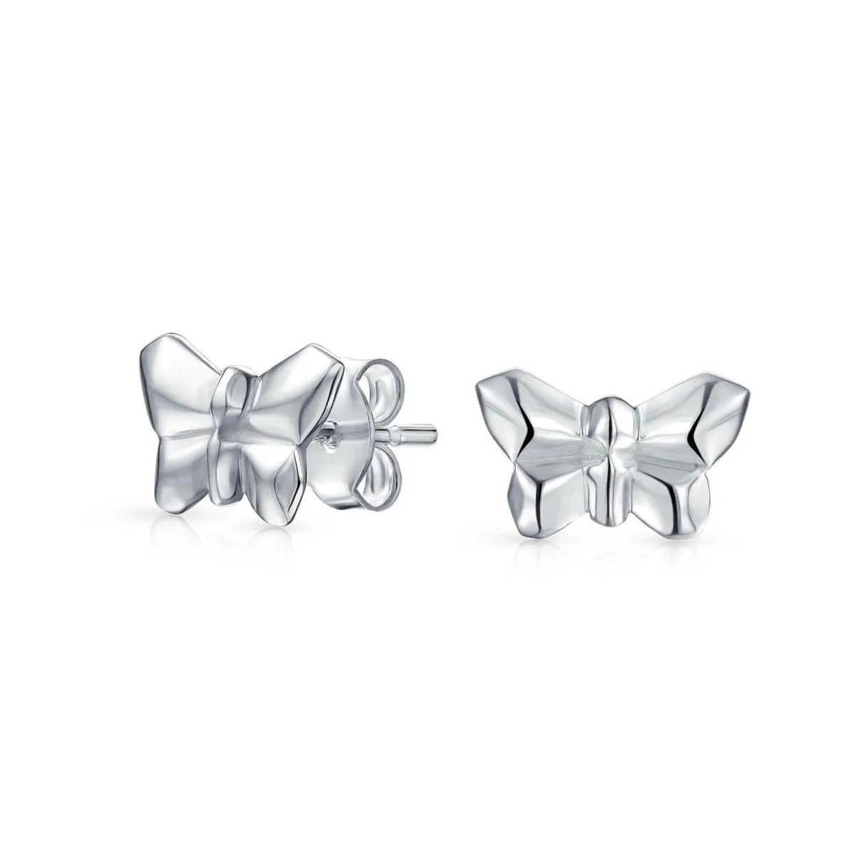 Geometric 3D Origami Butterfly Stud Earrings.925 Sterling Silver by Bling Jewelry