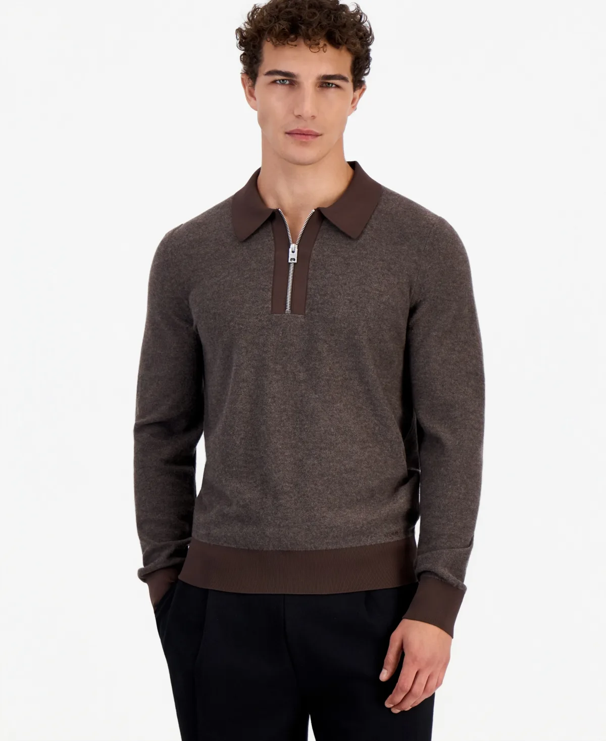 Quarter-Zip Long-Sleeve Wool Sweater by Hugo Boss