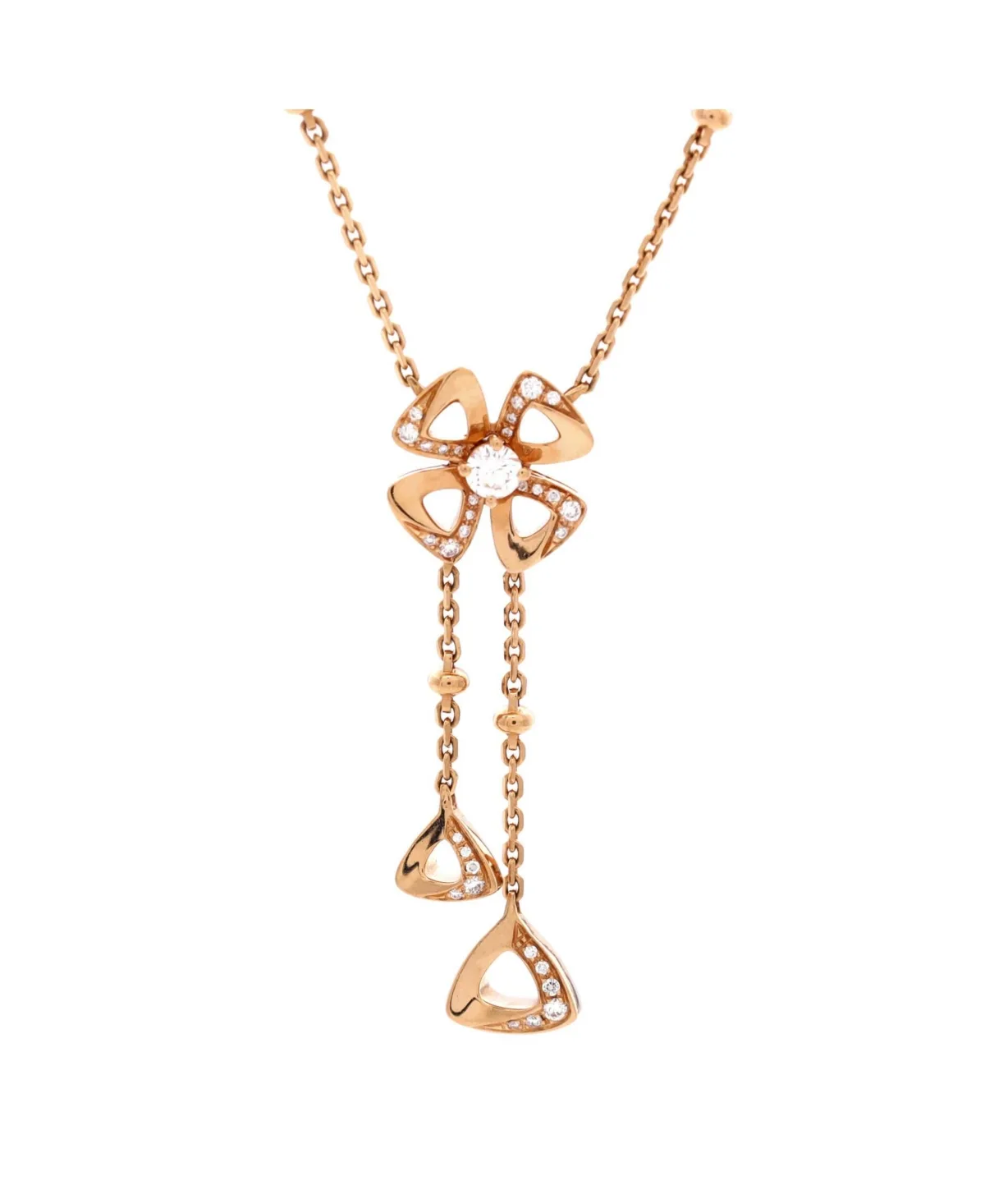 Pre-Owned Bvlgari Fiorever Drop Pendant Necklace - 18k Rose Gold by BVLGARI