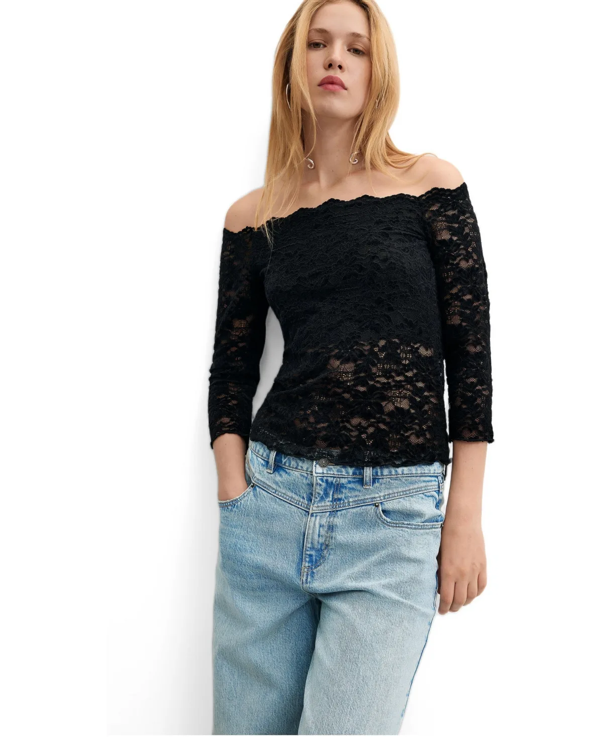 Strapless Lace T-Shirt by Desigual