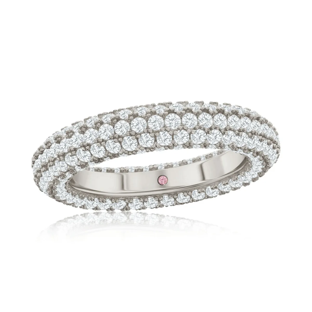 Sterling Silver Cubic Zirconia Pave Round Eternity Band by Suzy Levian New York
