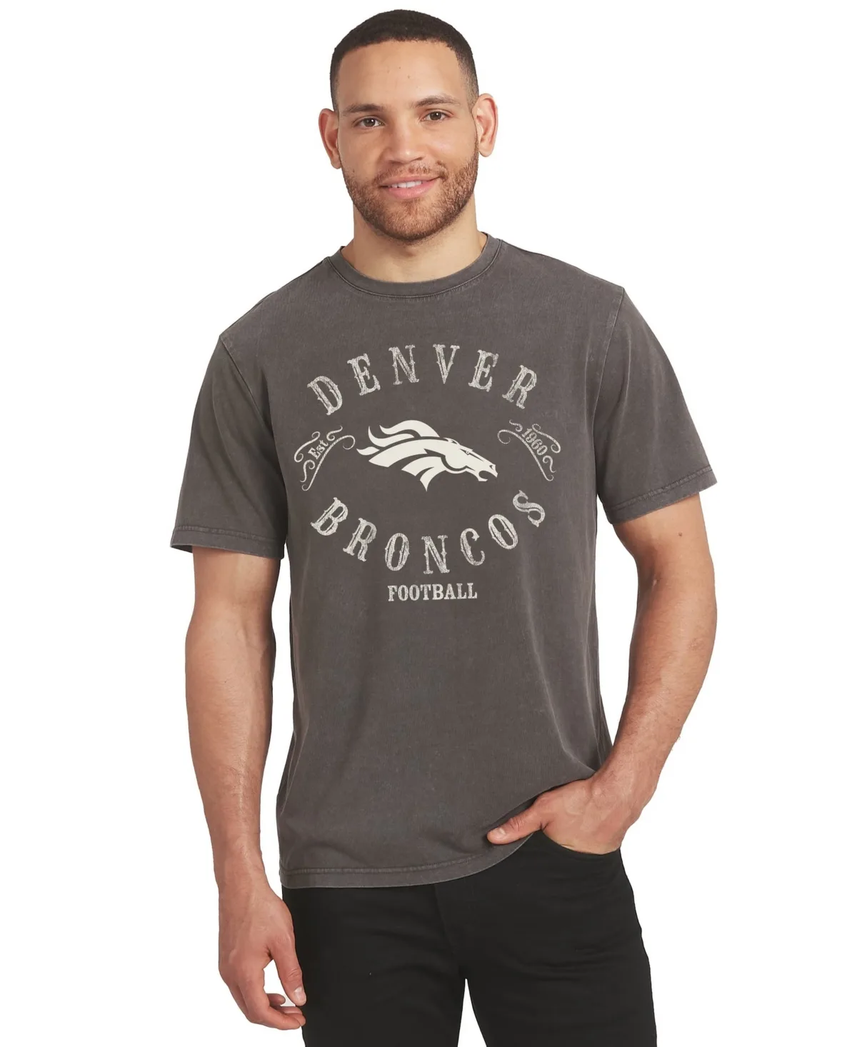 Darius Rucker Collection by Fanatics Charcoal Denver Broncos Washed T-Shirt