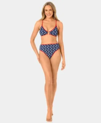 Starstruck Mini Rib Ring Swim Bikini Top High Waist Swim Bottoms by California Waves