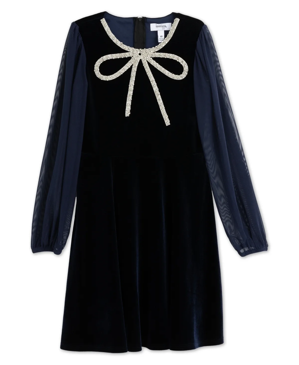 Long-Sleeve Fit & Flare Knee-Length Velvet Dress by Speechless