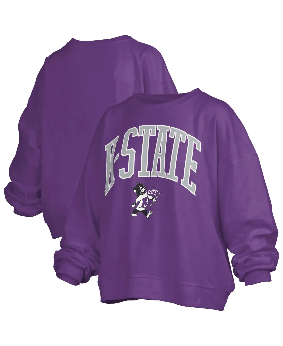 Kansas State Wildcats Oversized Janise Arch Over Logo Fleece Sweatshirt