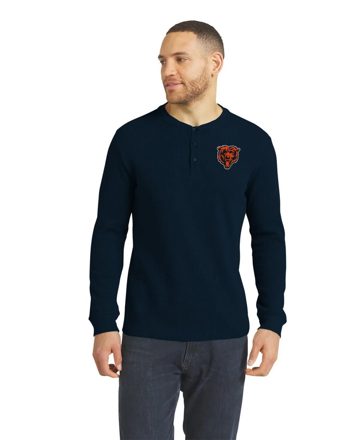 Darius Rucker Collection by Fanatics Chicago Bears Waffle-Knit Henley Long-Sleeve T-Shirt by Fanatics