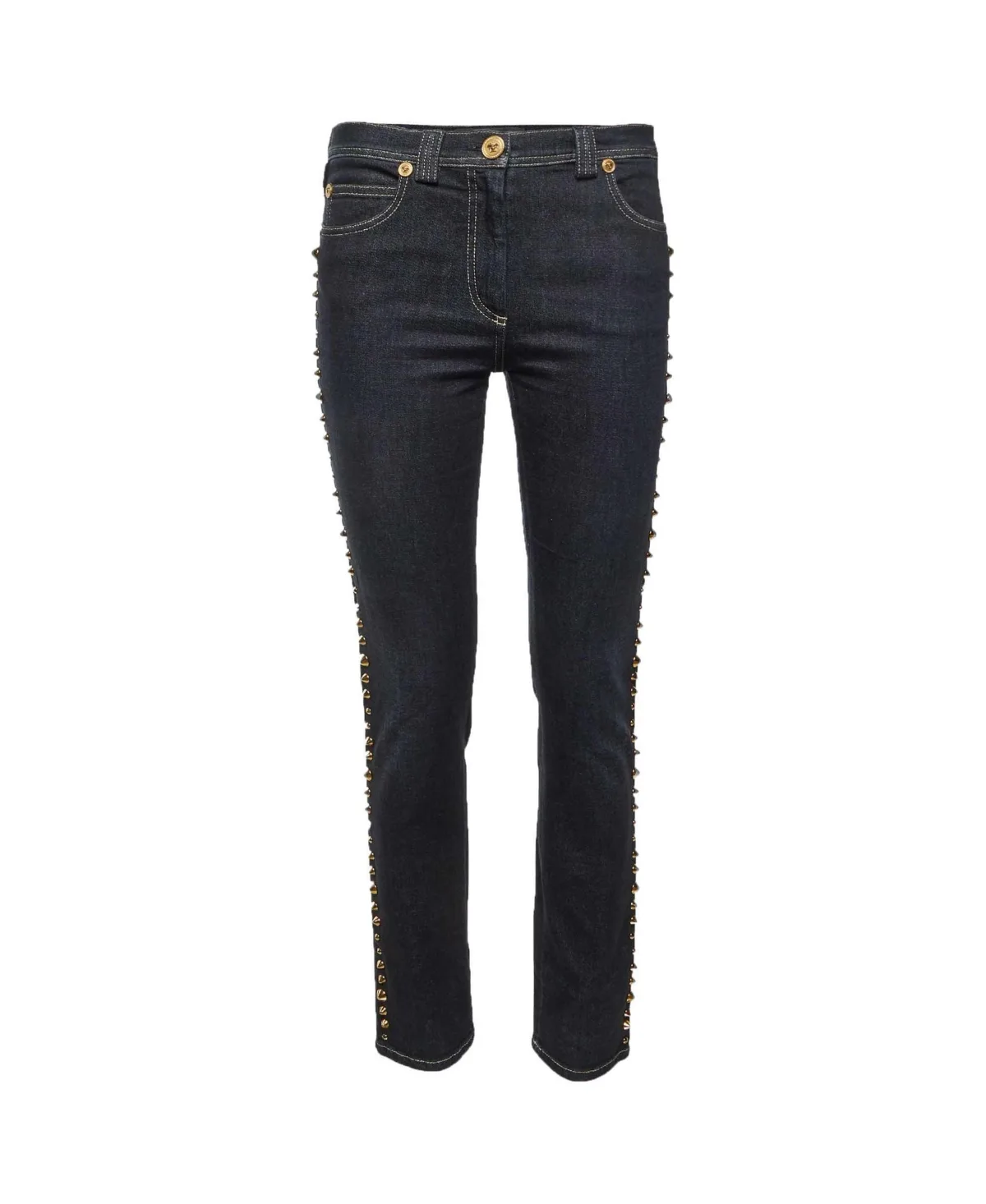 Pre-Owned Studded Mid-Rise Straight-Leg Jeans by Versace