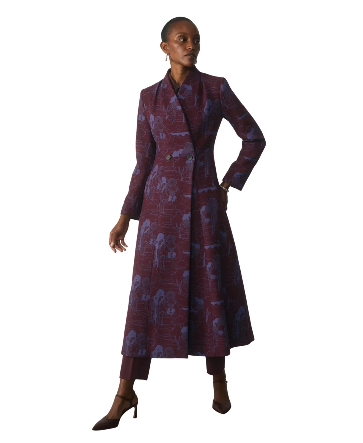 Double-Breasted Wool-Blend Jacquard Midi Coat by The Fold