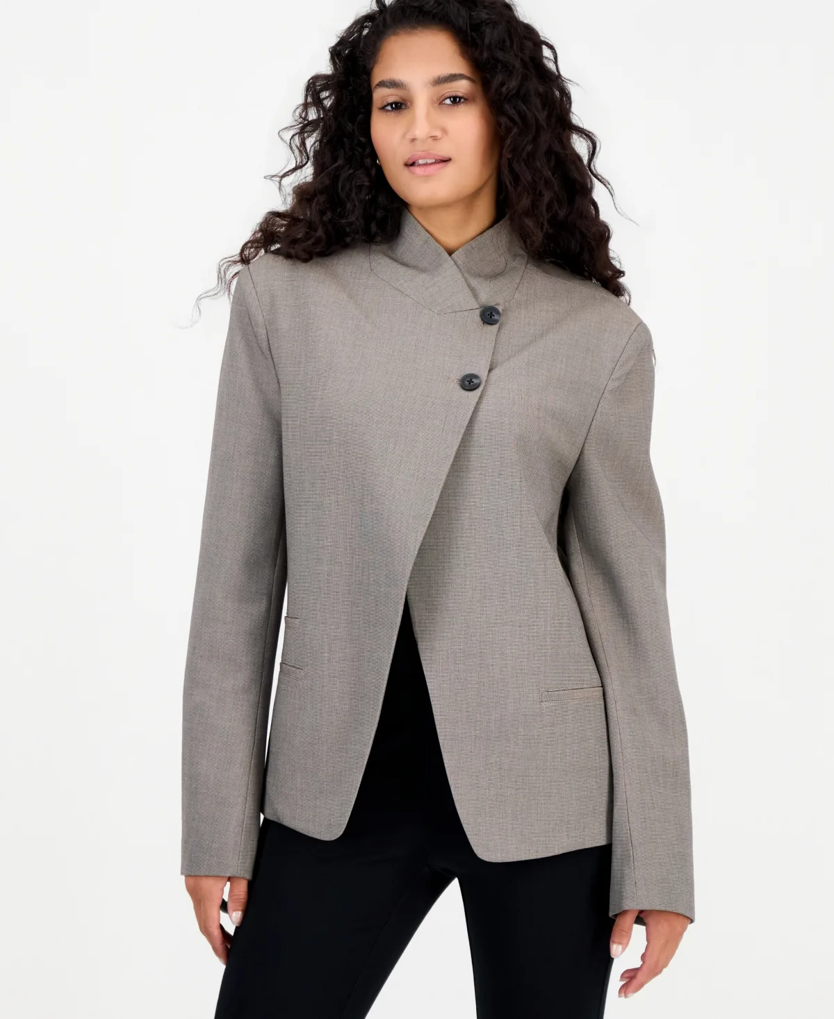 Wrap Front Long-Sleeve Stretch Blazer by Bar III