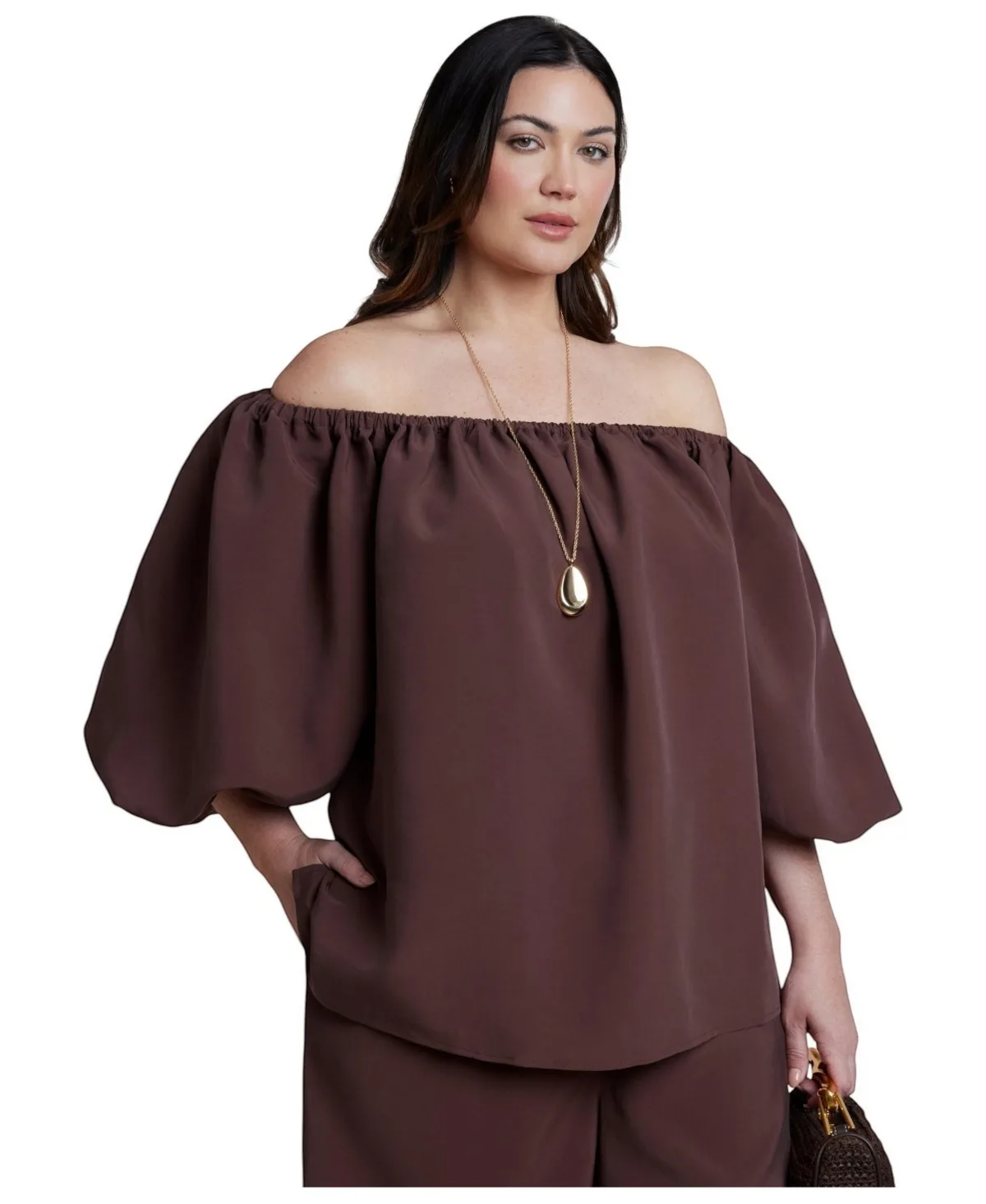 Off-the-Shoulder Puff Sleeve Pull-On Blouse by Eloquii