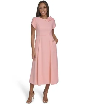 Jewel Neck Midi Dress by Eliza J