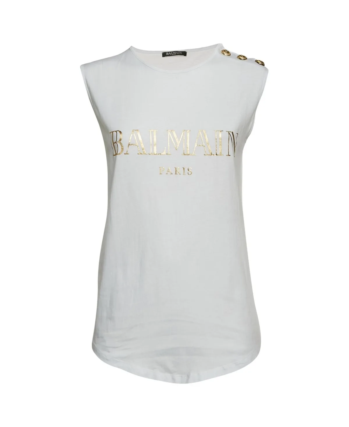 Pre-Owned Balmain Logo Print Cotton Knit Sleeveless Top by Balmain