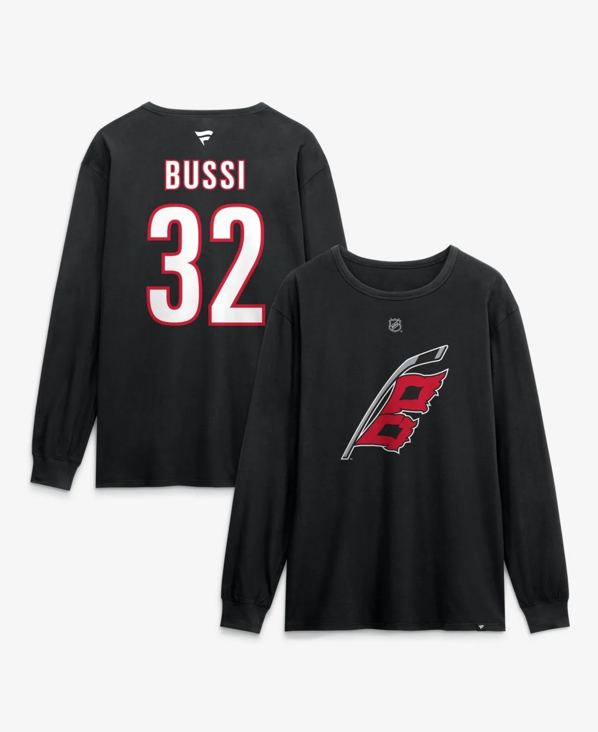 Brandon Bussi Carolina Hurricanes Authentic Stack Name & Number Long-Sleeve T-Shirt by Fanatics