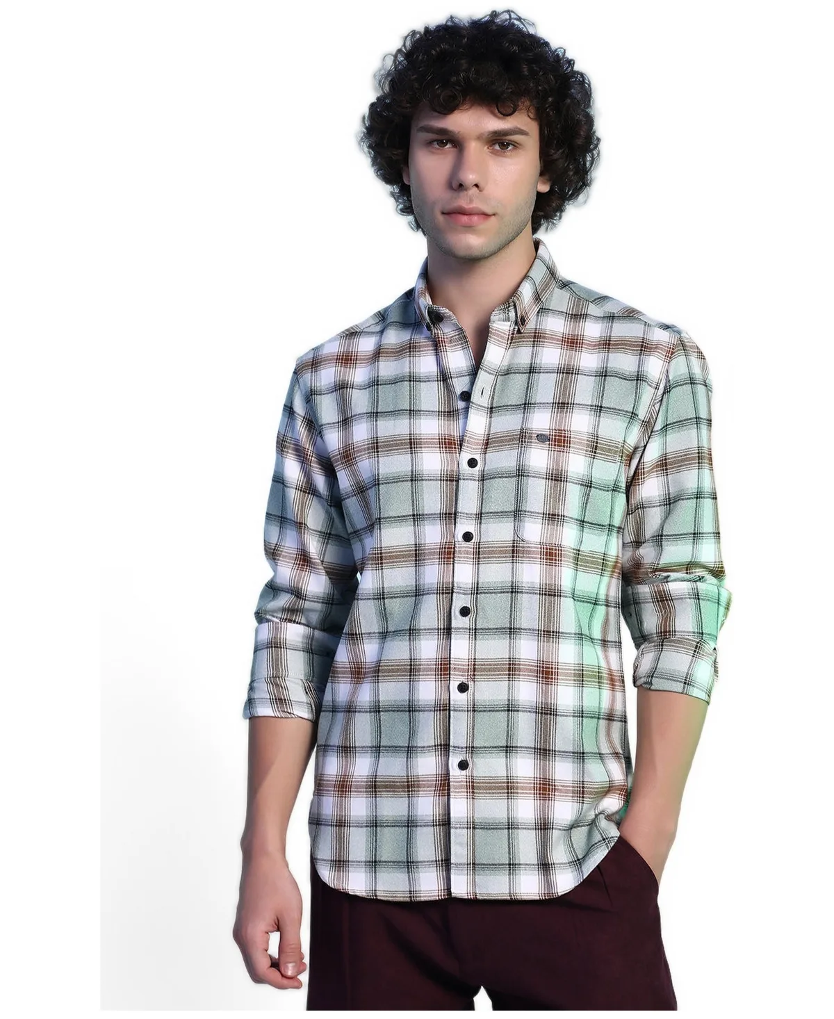 Faded-Checkered Long-Sleeve Regular-Fit Shirt by Cahoot