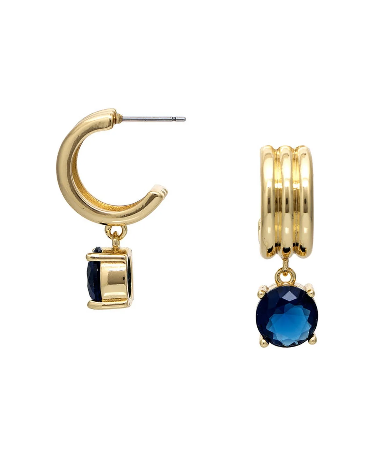 Sapphire Cubic Zirconia Hoop Drop Earrings by Rivka Friedman