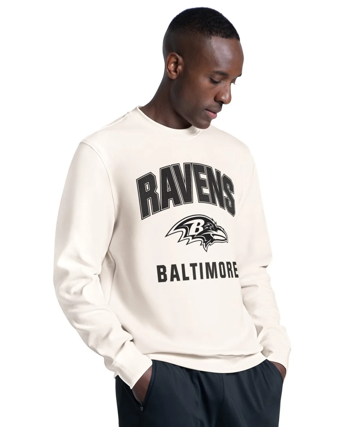 Msx by Michael Strahan Baltimore Ravens Finish Line Tri-Blend Sweatshirt