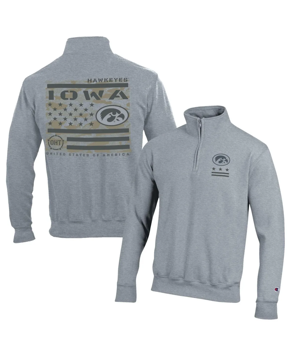 Iowa Hawkeyes Operation Hat Trick Flag Powerblend Fleece Quarter-Zip Pullover by Champion