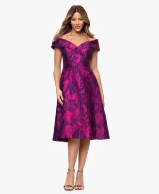 Off the Shoulder Neck Midi Dress by Xscape