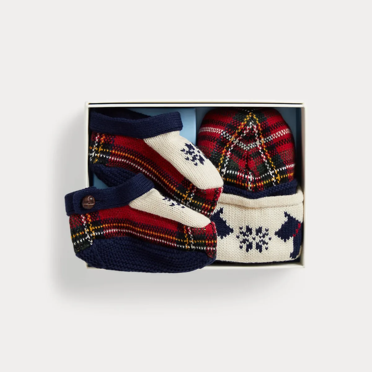 Cotton-Wool Earflap Hat & Bootie by Ralph Lauren