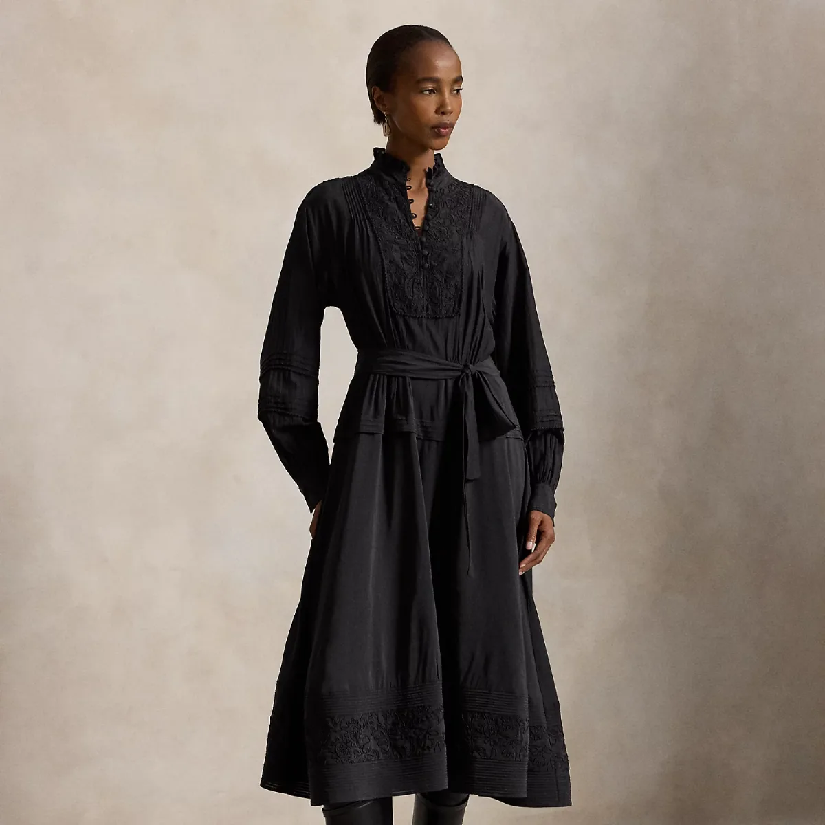Embroidered Bib-Front Voile Dress by Polo Ralph Lauren