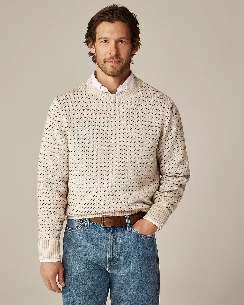 Heritage Cotton Sweater in Bird's-Eye Stitch by J.Crew