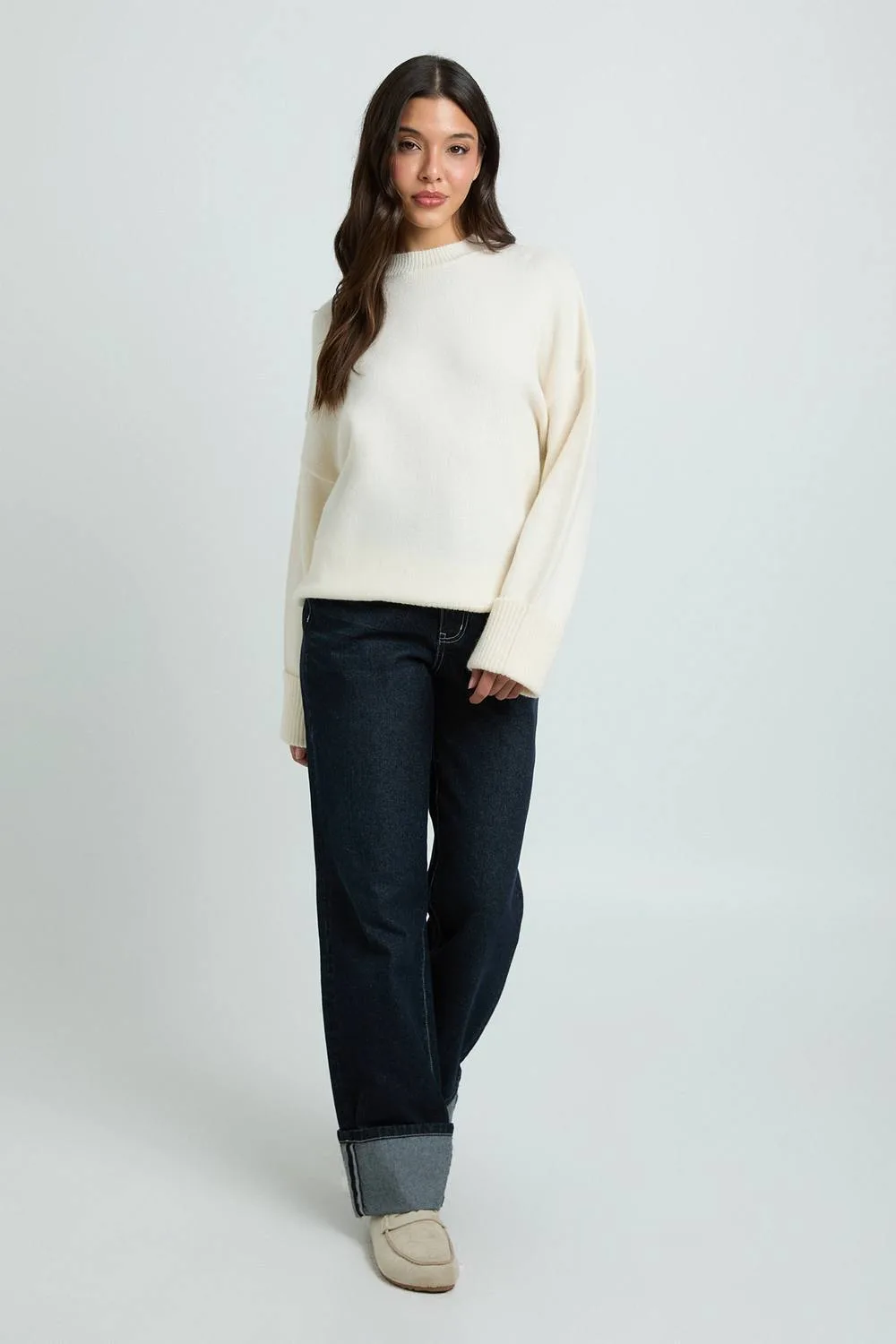 Super Soft Turn Up Cuff Oversized Knitted Jumper