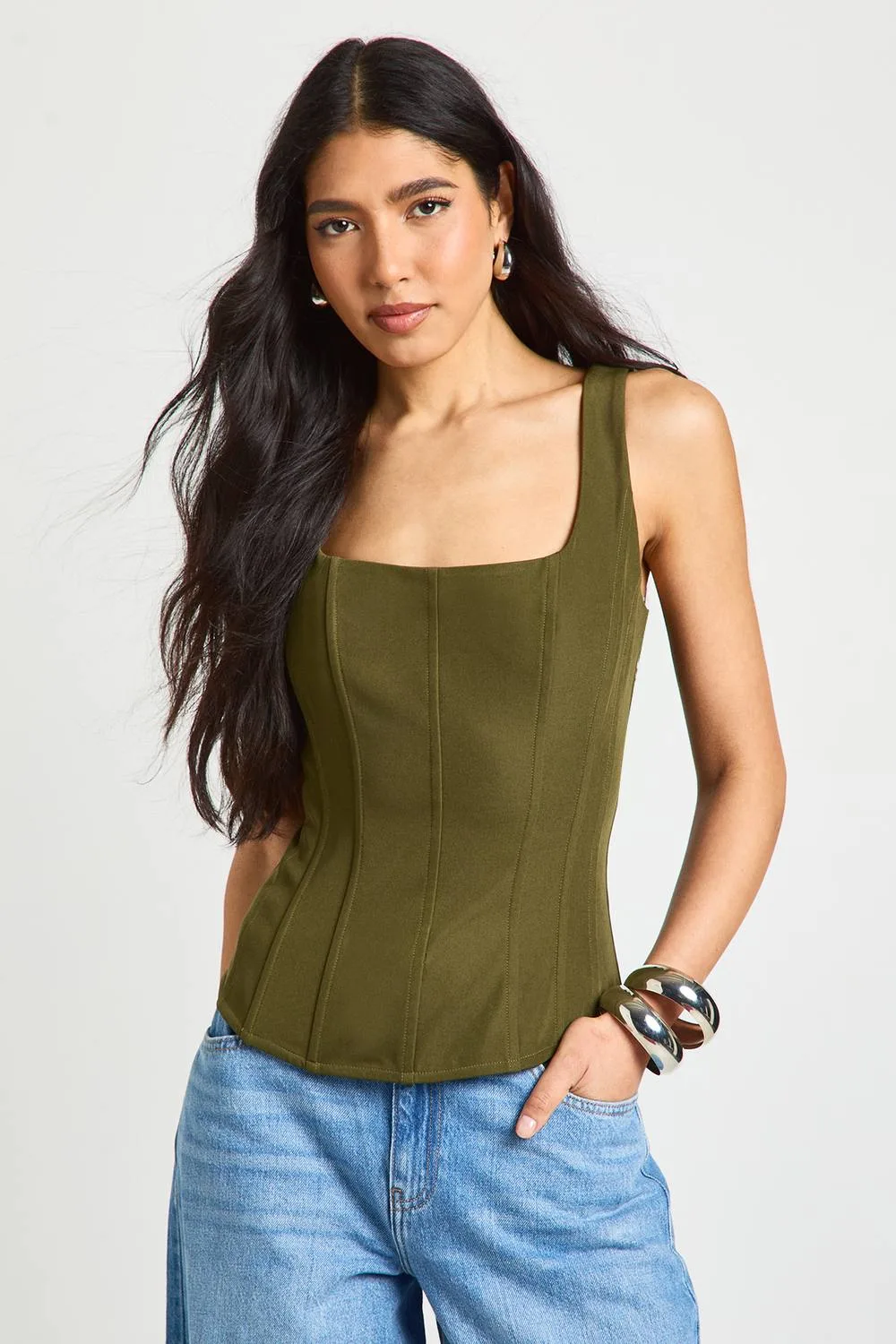 Structured Crepe Corset Top