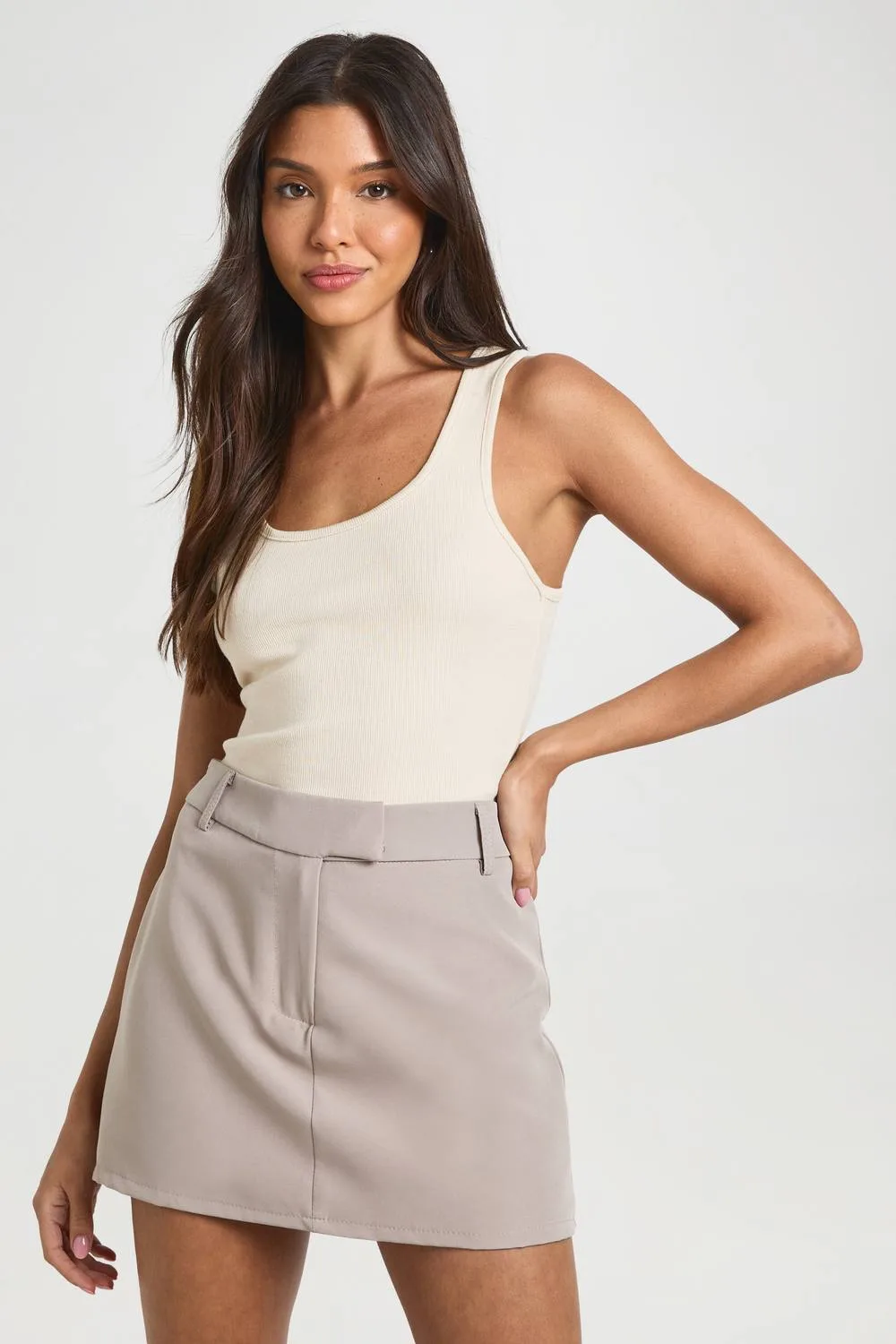 Marl Fitted Mini Tailored Skort by boohoo