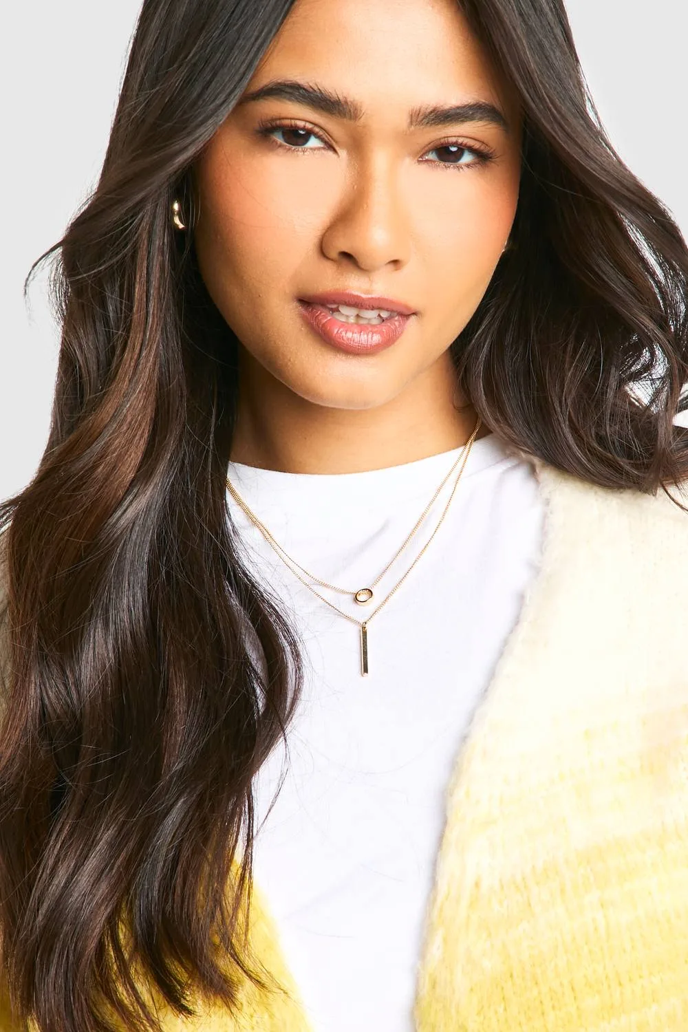 Circle & Bar Simple Layered Necklace by boohoo