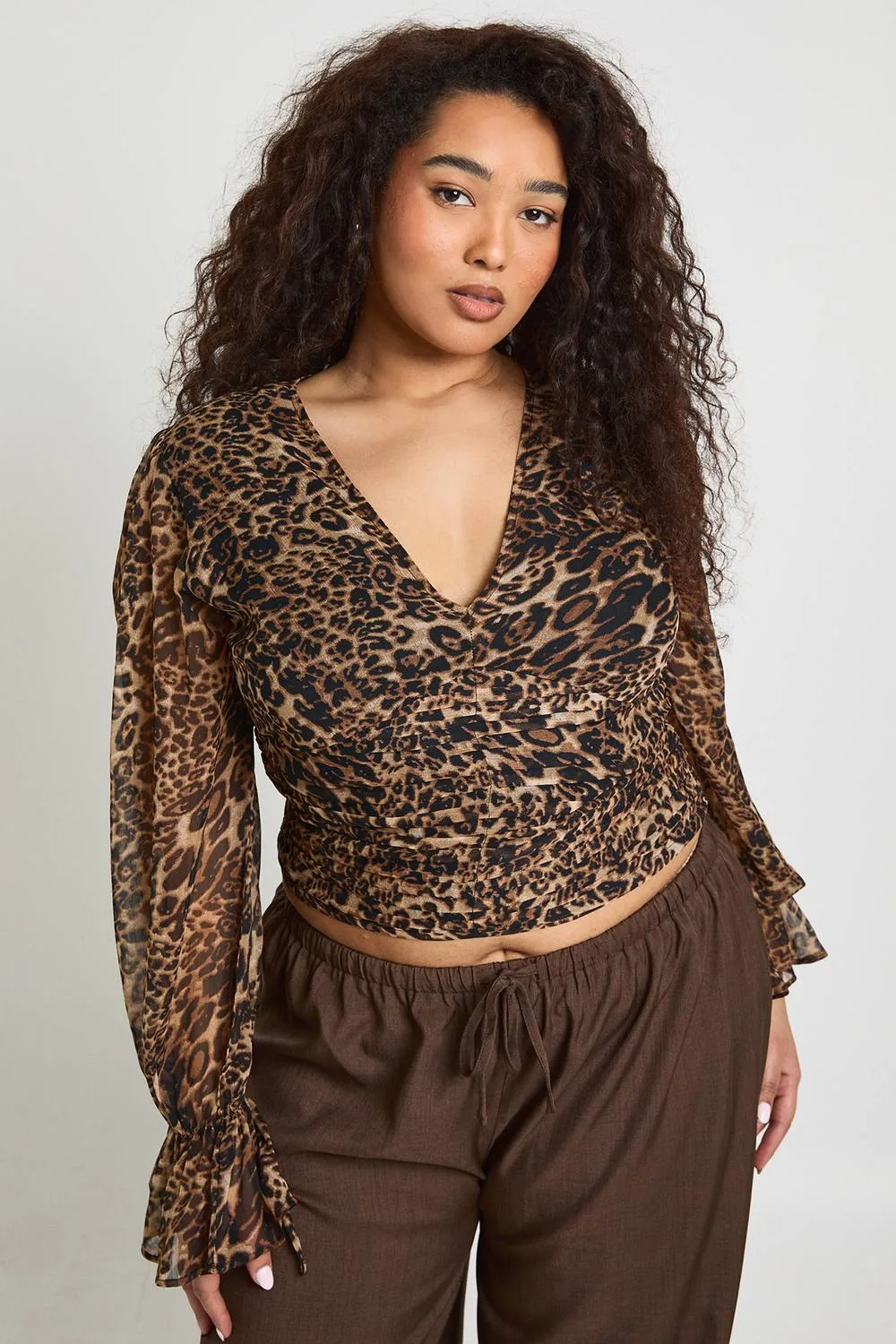Cinched Blouson Sleeve Top by boohoo