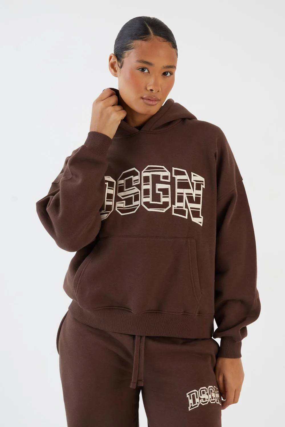 Stripe Applique Oversized Hoodie by DSGN Studio