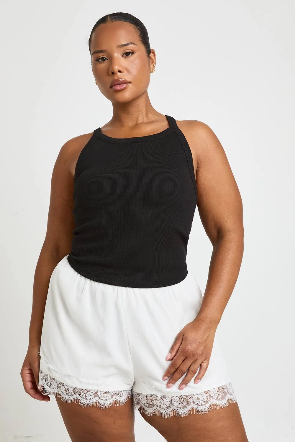 Chiffon Lace Hem Flippy Short by boohoo